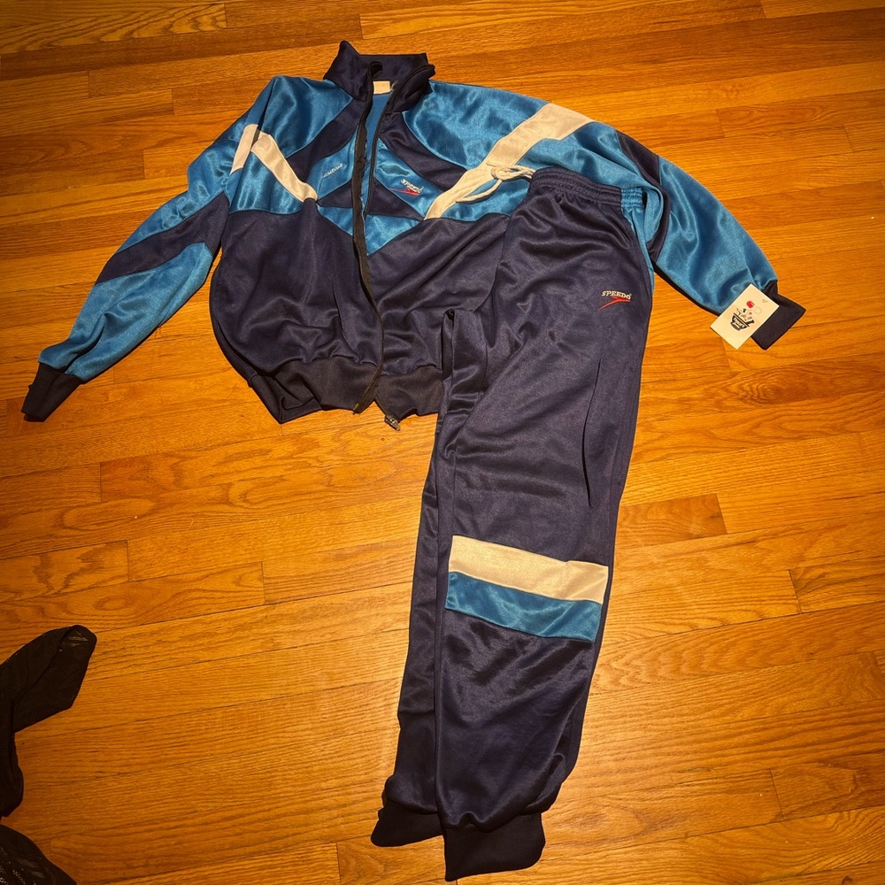 Navy Blue, Light Blue and White Speedo set. S jacket, S pants